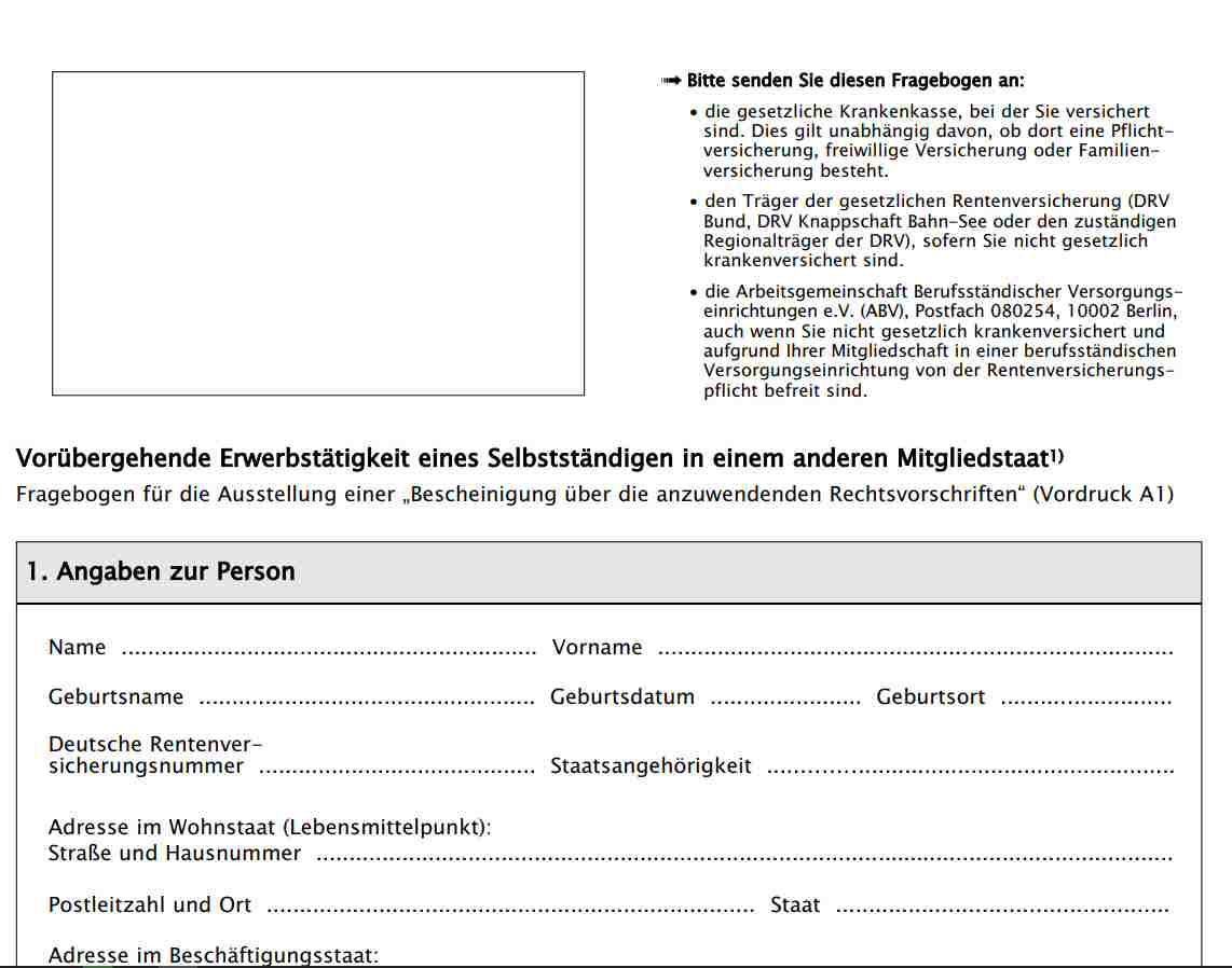 A1-Bescheinigung, Entsendebescheinigung